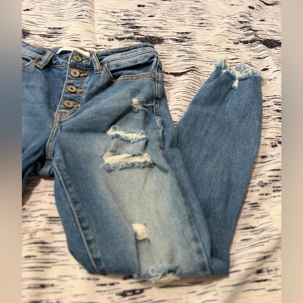 KanCan Medium Blue Button-Fly Skinny Jeans - Picture 3 of 8